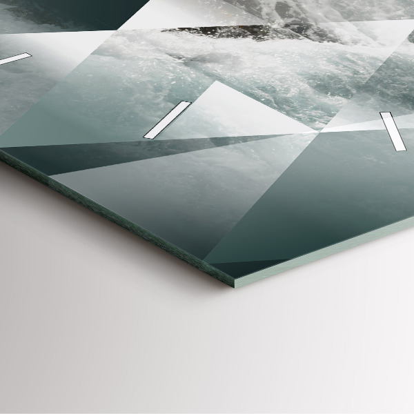 Skleněné hodiny čtvercové Abstraktní mořské vlny