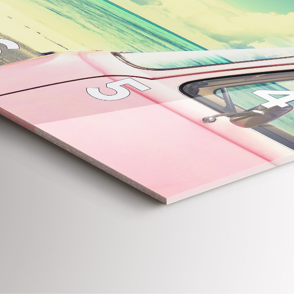 Skleněné hodiny čtvercové Auto se surfovacím prknem