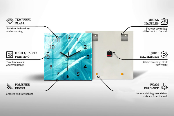 Skleněné hodiny čtvercové Auto se surfovacím prknem