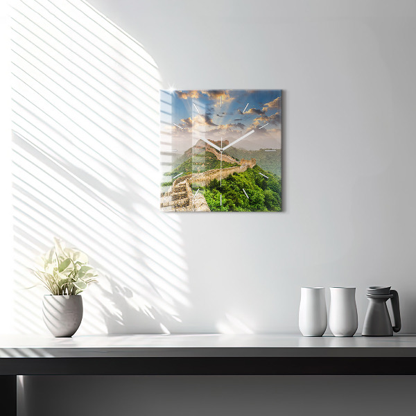 Skleněné hodiny čtvercové Velká čínská zeď