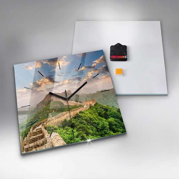 Skleněné hodiny čtvercové Velká čínská zeď