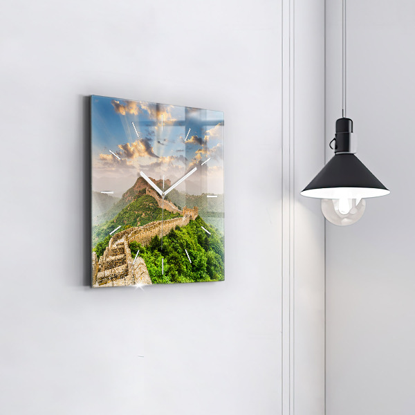 Skleněné hodiny čtvercové Velká čínská zeď