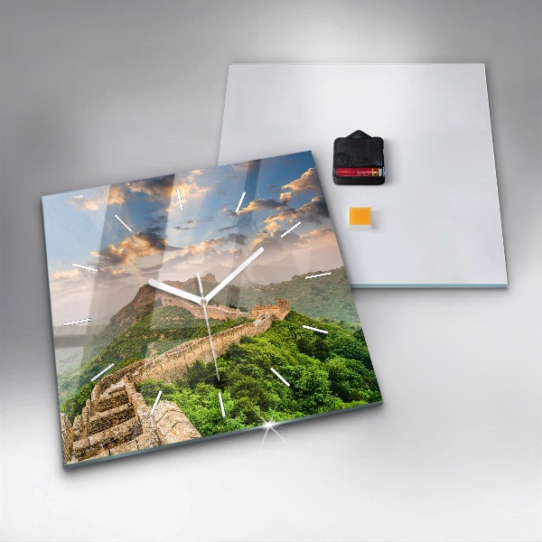Skleněné hodiny čtvercové Velká čínská zeď