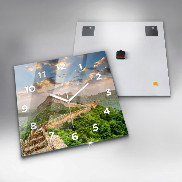 Skleněné hodiny čtvercové Velká čínská zeď