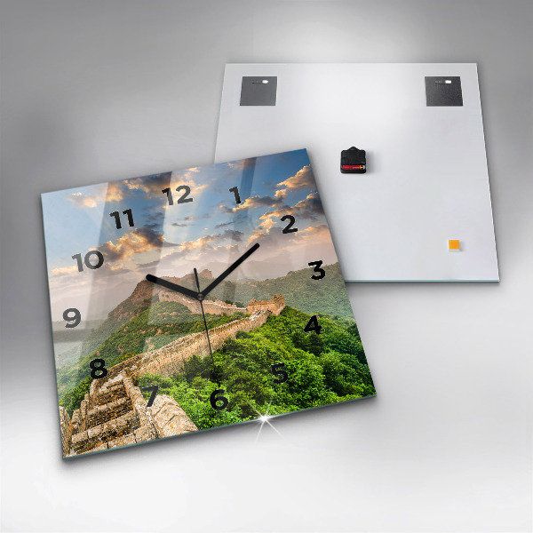 Skleněné hodiny čtvercové Velká čínská zeď