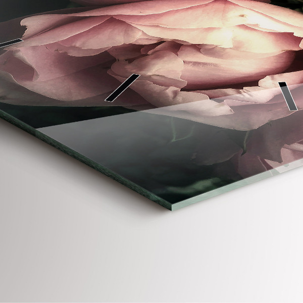 Skleněné hodiny čtvercové Kytice růžových růží