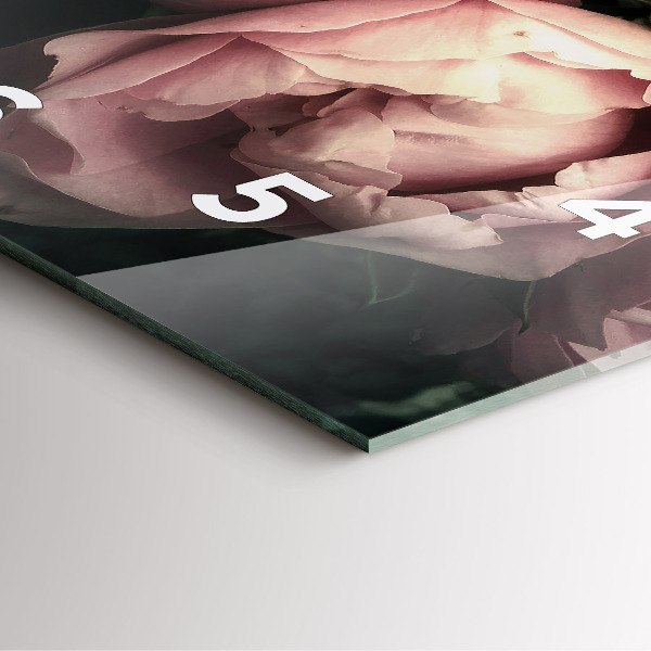 Skleněné hodiny čtvercové Kytice růžových růží