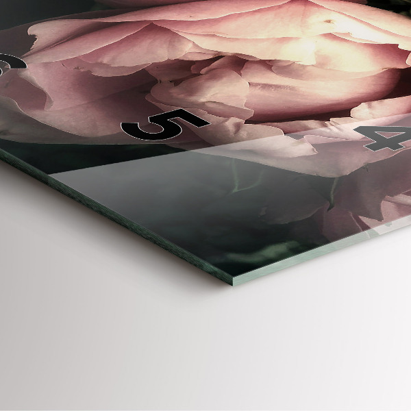 Skleněné hodiny čtvercové Kytice růžových růží