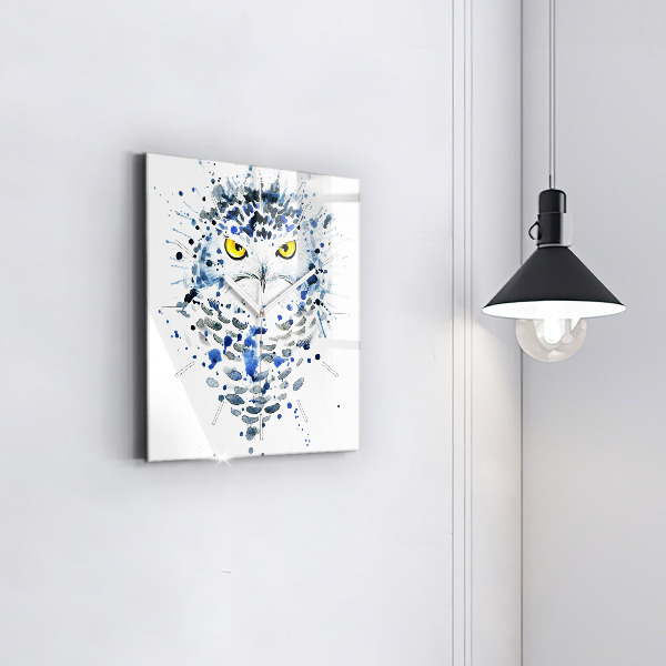 Skleněné hodiny čtvercové Pohled sovy