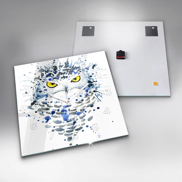 Skleněné hodiny čtvercové Pohled sovy