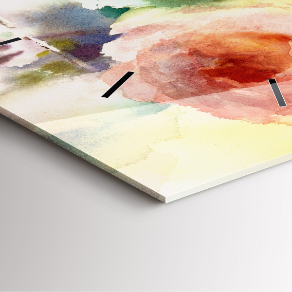 Skleněné hodiny čtvercové Růže ve váze akvarel