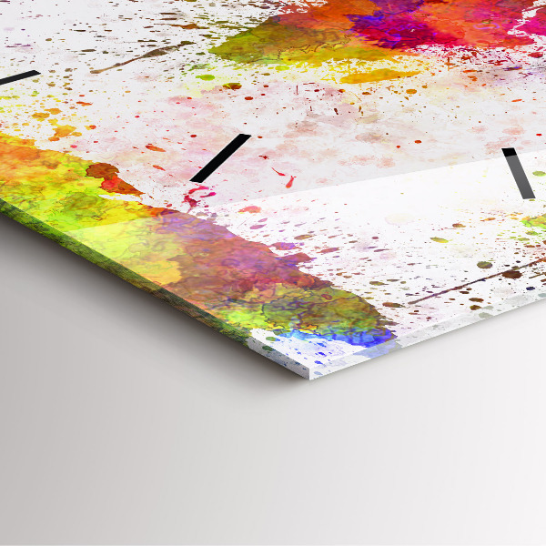 Skleněné hodiny čtvercové Akvarelová mapa světa