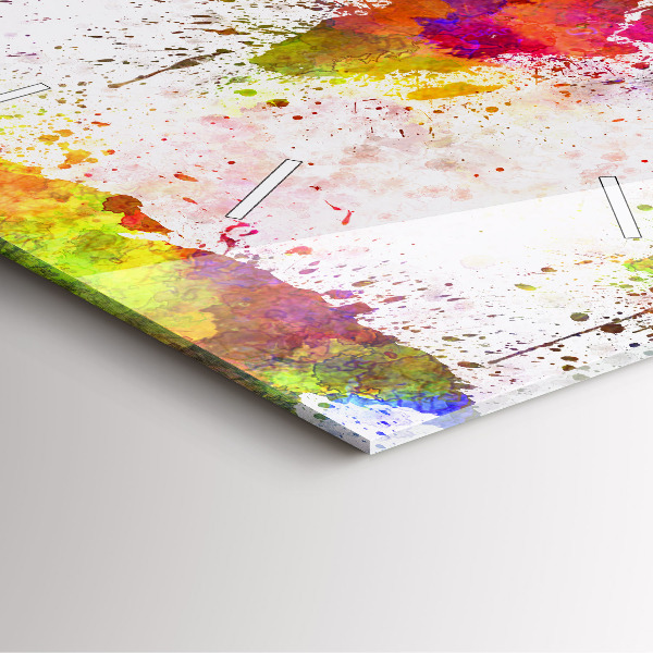 Skleněné hodiny čtvercové Akvarelová mapa světa