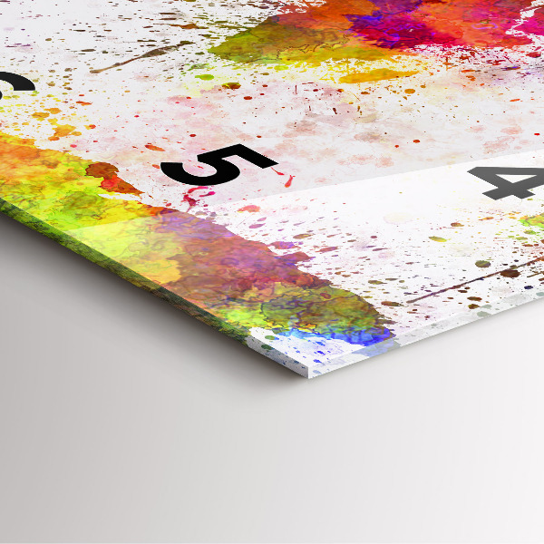 Skleněné hodiny čtvercové Akvarelová mapa světa