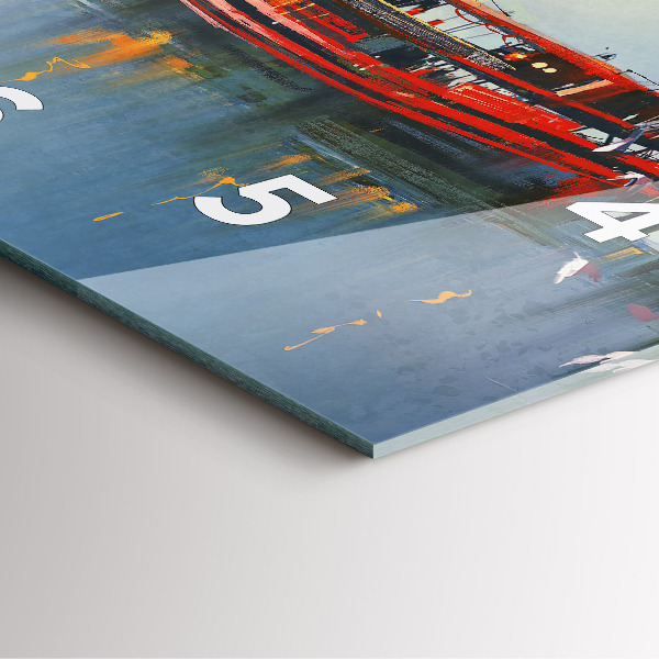 Skleněné hodiny čtvercové Rybářská loď v přístavu