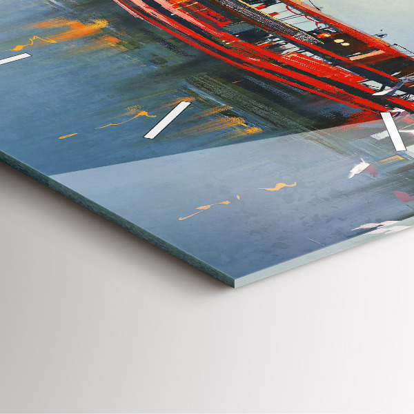 Skleněné hodiny čtvercové Rybářská loď v přístavu