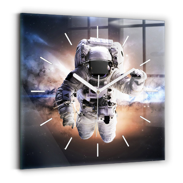 Skleněné hodiny čtvercové Astronaut ve vesmíru