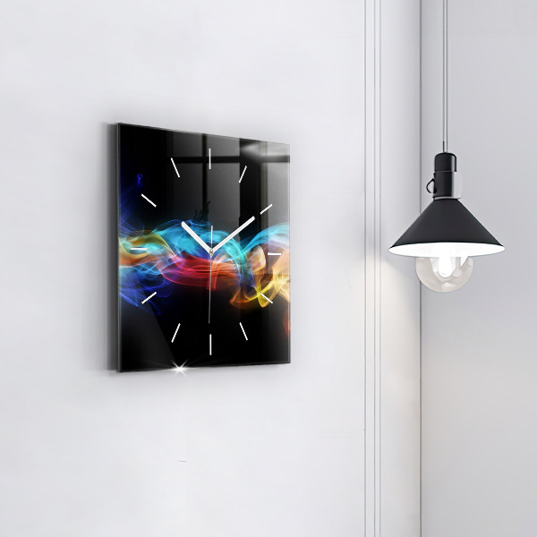 Skleněné hodiny čtvercové Abstraktní barevné linie