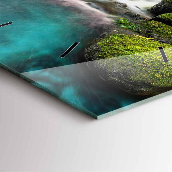 Skleněné hodiny čtvercové Thajský vodopád