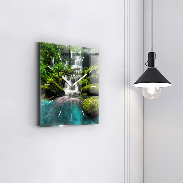 Skleněné hodiny čtvercové Thajský vodopád
