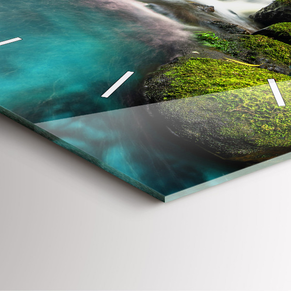 Skleněné hodiny čtvercové Thajský vodopád