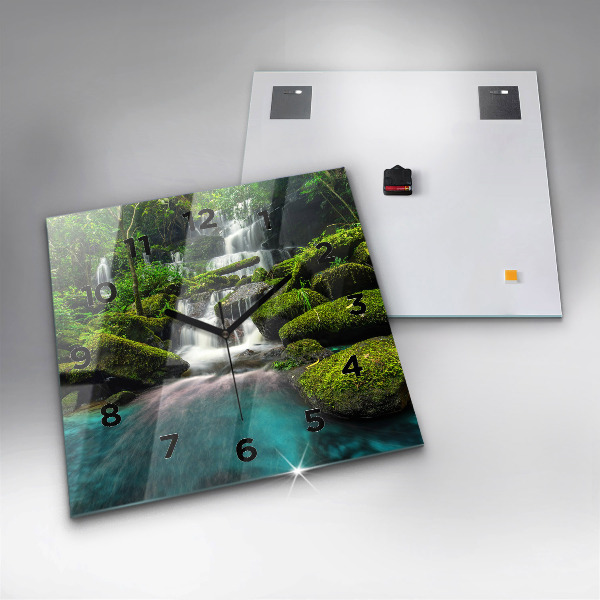 Skleněné hodiny čtvercové Thajský vodopád