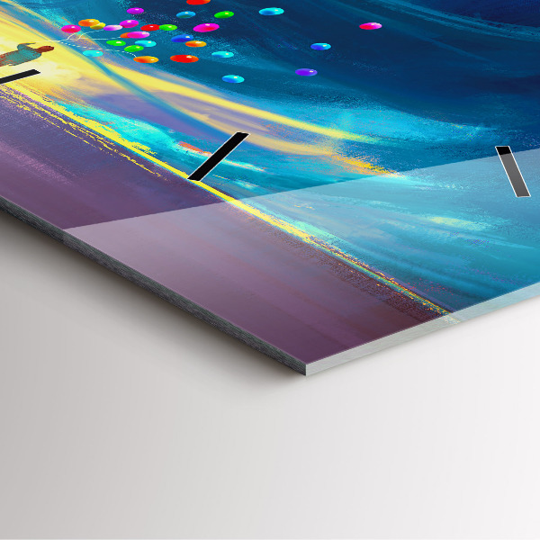 Skleněné hodiny čtvercové Dítě a balónky