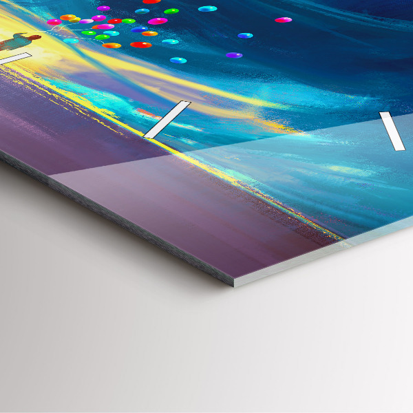 Skleněné hodiny čtvercové Dítě a balónky