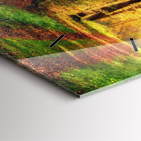 Skleněné hodiny čtvercové Podzimní lesní scenérie