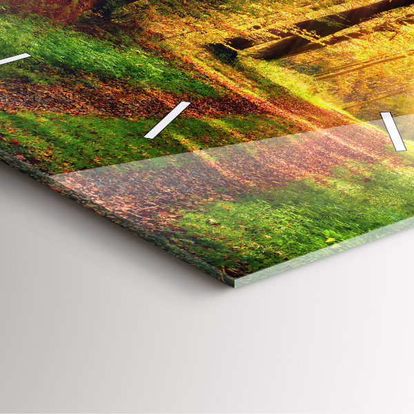 Skleněné hodiny čtvercové Podzimní lesní scenérie