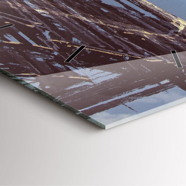 Skleněné hodiny čtvercové Anděl, most a kolo