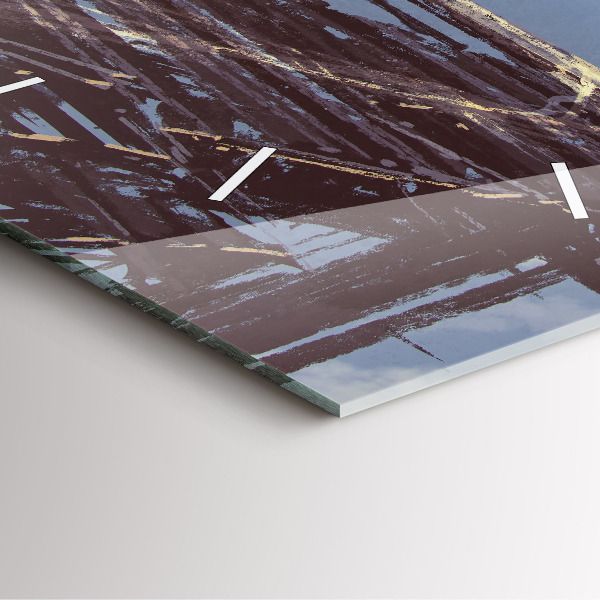 Skleněné hodiny čtvercové Anděl, most a kolo