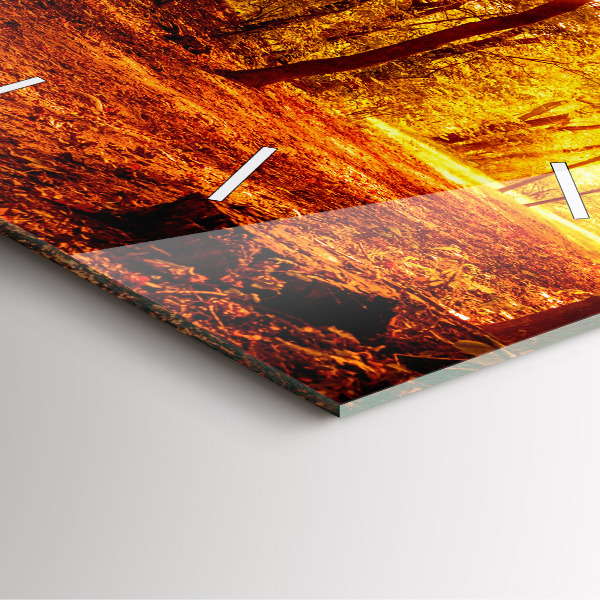 Skleněné hodiny čtvercové Lesní krajina na slunci