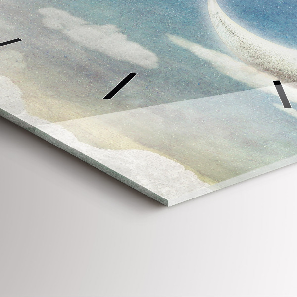 Skleněné hodiny čtvercové Dívka na měsíci