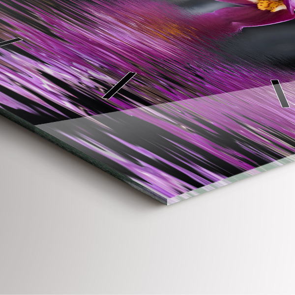 Skleněné hodiny čtvercové Květ orchideje na vodě