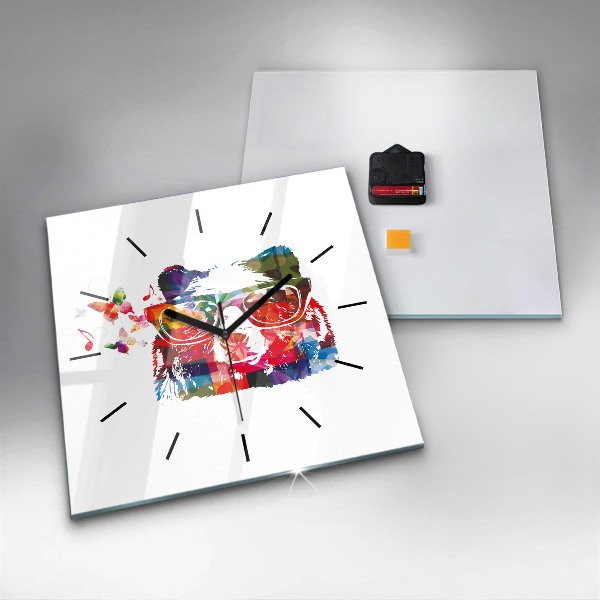 Čtvercové nástěnné hodiny Hlava medvěda