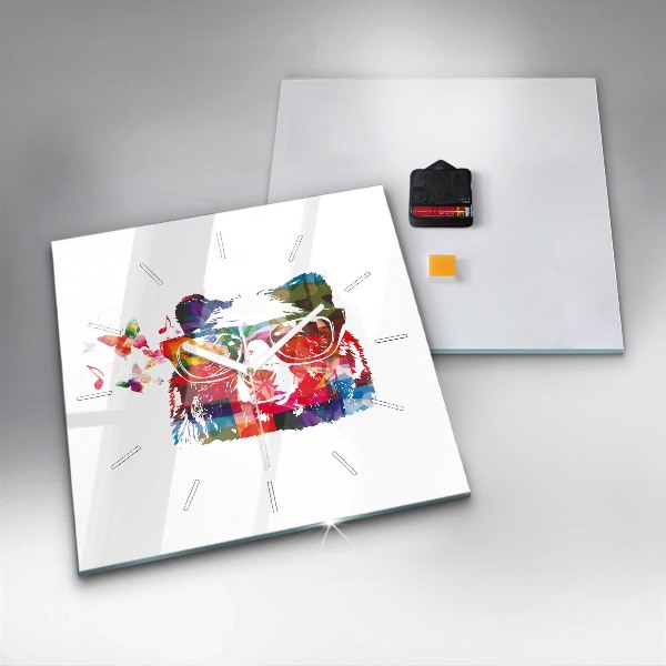 Čtvercové nástěnné hodiny Hlava medvěda