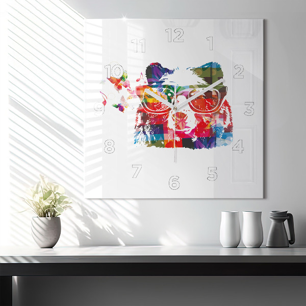 Čtvercové nástěnné hodiny Hlava medvěda