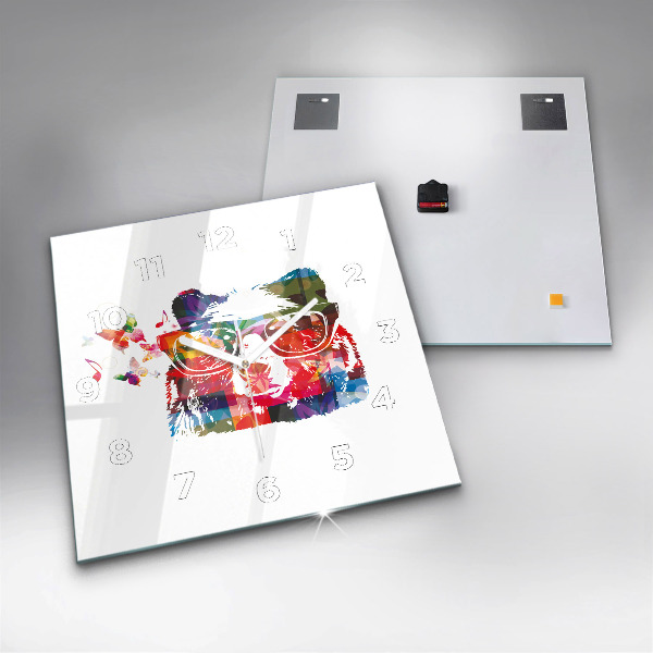 Čtvercové nástěnné hodiny Hlava medvěda