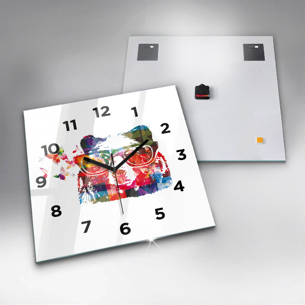 Čtvercové nástěnné hodiny Hlava medvěda