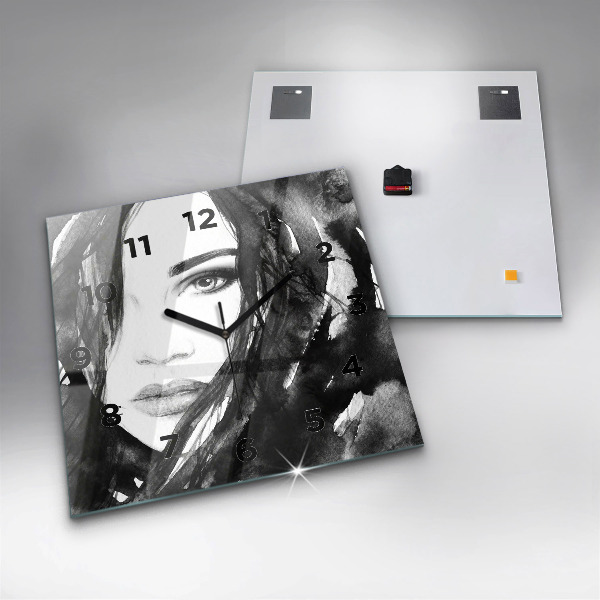 Čtvercové nástěnné hodiny Portrét ženy