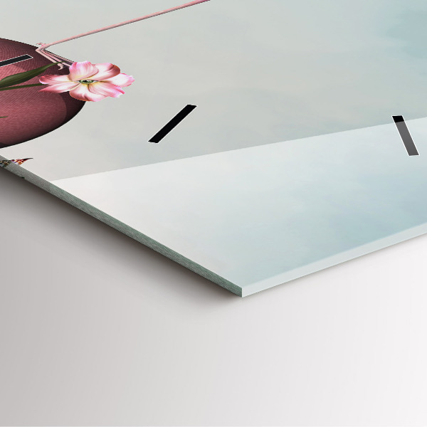 Čtvercové nástěnné hodiny Surrealistický plameňák