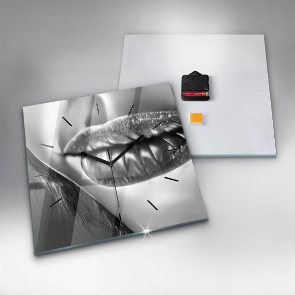 Skleněné hodiny čtvercové Ústa ženy