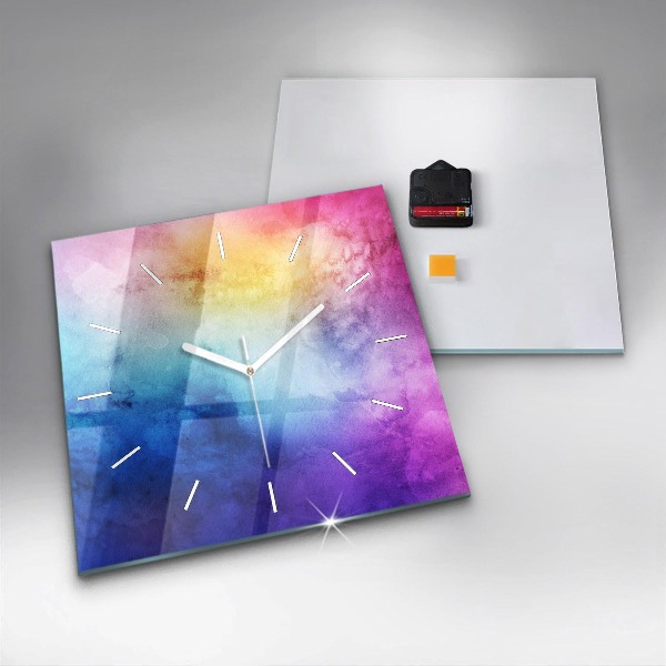 Čtvercové nástěnné hodiny Barevné skvrny