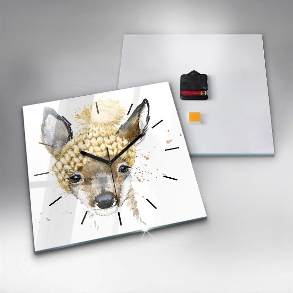Čtvercové nástěnné hodiny Jelen