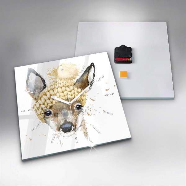 Čtvercové nástěnné hodiny Jelen