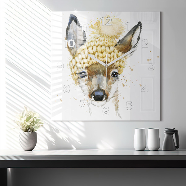 Čtvercové nástěnné hodiny Jelen