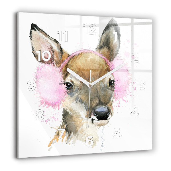 Čtvercové nástěnné hodiny Lesní jelen