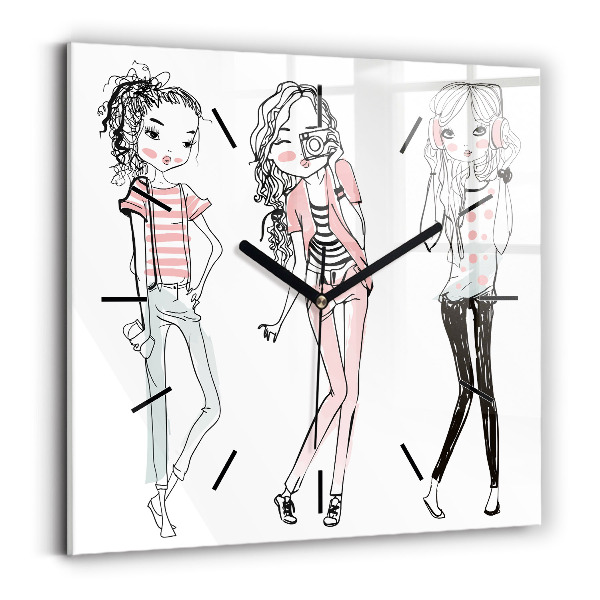 Čtvercové nástěnné hodiny Dámská móda