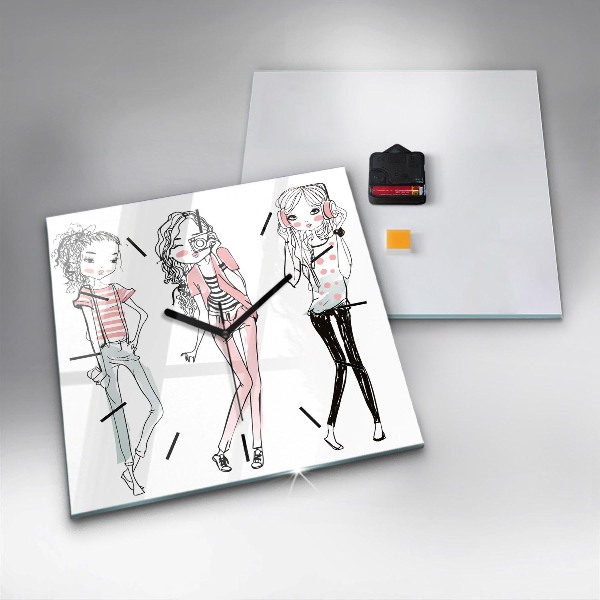 Čtvercové nástěnné hodiny Dámská móda